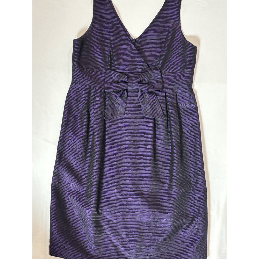 Helene Berman London Size 8 Purple Black Textured Empire Waist Cocktail Dress
